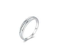 Rings for Women Love, Promise Ring to Myself Inlaid with Lab Created Diamond Silver Platinum Size P 1/2