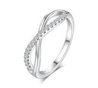 Rings for Women Love, Wedding Band Hollow Infinity with Moissanite Silver Platinum 950 Size I 1/2