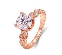 Rings for Women Marriage, Pre Engagement Ring Warped Band with 2ct Round Moissanite 18.1K Rose Gold Size Q 1/2