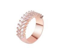 Rings for Women Marriage, Rings Vintage with Luxury Leaf Shape 1.5X3mm Rectangle Moissanite 9K Rose Gold Size T 1/2