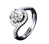 Rings for Women Silver Rings Adjustable Ring Sterlings For Women Imitation Diamond Engagement Plated Promise Ring Solitaire Made With Platinums Weeding Round Adult Mood Ring