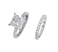 Rings for Women Square Silver Cubic Zirconia Bridal Rhinestone Engagement Ring Full Zirconia Solitaire Ring 5 11