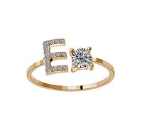 Rings for Women Stackable Girls 26 Letters Ladies Fashionable And Jewelry Opening Ring With Rings Pretty (E, One Size)