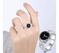 rings for women sterling silver Womens Jewellery Gifts Women Mens Dial Quartz Analog Watch Steel Cool Alloy Finger Ring Cook Ring Adjustable (One Size)