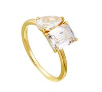 Rings for Women Trendy, Best Friends Rings Pear Rectangular Shape with 2ct Moissanite 14K Yellow Gold Size R 1/2