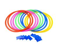 Rings Game - 15 Inch Agility Obstacle Course Set with Connectors and Bean Bags, Durable Training Play Equipment for Children | Indoor Outdoor Fitness Balance Coordination Party Backyard SC