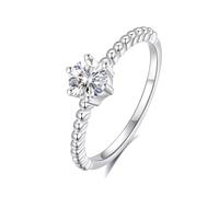 Rings Jewelry for Women, Married Ring Classic 0.5ct Round Solitaire Moissanite 9K White Gold Size H 1/2
