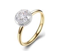 Rings Jewelry for Women, Rings for Women Marriage Round with 1Ct Moissanite 14K Yellow Gold Size M 1/2