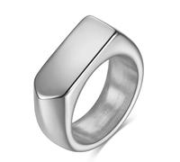 Rings, Old Money Minimalist Signet Ring - Stainless Steel(Silver,O)
