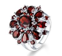 Rings Partner Rings Turquoise Diamond Ring for Women Garnet Gold-Plated 925 Sterling Silver Zircon Engagement Ring Wedding Anniversary Rings Silver Open, Einheitsgröße, Aluminium alloy, No Gemstone