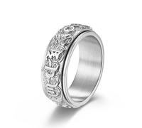 Rings Ring Jewellery Women Men Buddha, Sutra Six-Character Mantra, Rotatable Lotus-Plated Auspicious Cloud Pattern Six-Character Ming Zong Ring 8 Silver