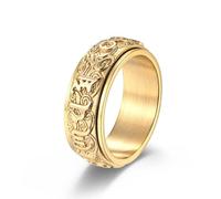 Rings Ring Jewellery Women Men Buddha, Sutra Six-Character Mantra, Rotatable Lotus-Plated Auspicious Cloud Pattern Six-Character Ming Zong Ring 7 Gold
