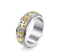 Rings Ring Jewellery Women Men Buddha, Sutra Six-Character Mantra, Rotatable Lotus-Plated Auspicious Cloud Pattern Six-Character Ming Zong Ring 8 Multi