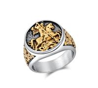 Rings Ring Jewellery Women Men Cross-Border European And American Personalized Retro Temple Knight Ring Fashion Knot Men'S Hand Jewelry 7 Gold