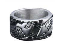 Rings Ring Jewellery Women Men Cross-Border Foreign Trade Personalized Fashion Pisces Playing In The Water Ring No. 12 As Shown In The Picture Steel Color 20301