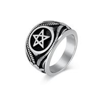 Rings Ring Jewellery Women Men European And American Dark Style Satan Goat Five-Pointed Star Ring Men'S Personalized Retro Hand Jewelry 9 Silver