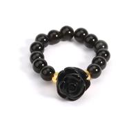 Rings Ring Jewellery Women Men Natural Stone Rose Flower Ring Energy 5Mm Beads Handmade Carved Rock Crystal Rings For Wo