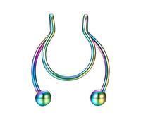 Rings Ring Stud Rings 1 Pcs Nose Rings Hoop 18 Gauge Non Piercing Stainless Steel Clip On Septum Clicker Nose Hoop Ring Piercings Ring Double Jewelry (Multicolor, One Size)