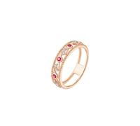 Rings Set for Women, Ladies Wedding Rings Hollow with Ruby and Diamond 14K Rose Gold Size P 1/2