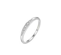 Rings Set for Women, Silver Promise Rings Tiny Band with Lab Created Diamond 14K White Gold Size N 1/2