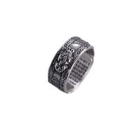 Rings,Sterling Adjustable Ring for Women Retro Distressed Heart Sutra Text Open Finger Circlet Simple Ethnic Style Handmade Wide Band Jewelry for Men Women Special Occasio