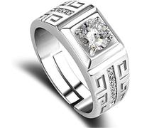 Rings Sterling Silver Rings For Men Shining Crystal Adjustable Size Gifts Engagement Wedding Jewelry-Resizable