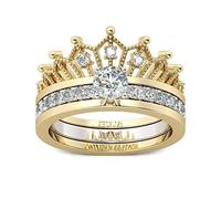 Rings Tricks Rings Crown Ring Two-in-One Ladies Two Piece Rings Organizer Piercings Jewelry (Multicoloured, One Size)