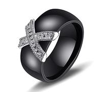 Rings White Black Ceramic Plus Cubic Zirconia For Women Gold Color Wedding Ring Engagement Jewelry