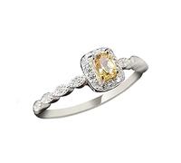 Rings Women Citrine Open Ring Natural Stone Crystal Thin Super Gift For Girls Jewelry
