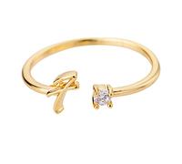 Rings Women Gold Rhinestone 26 Initial Ring Jewelry Initial Letter Open Ring With Rhinestone For Women