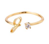 Rings Women Gold Rhinestone 26 Initial Ring Jewelry Initial Letter Open Ring With Rhinestone For Women