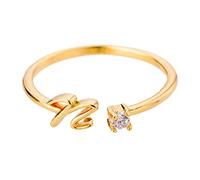 Rings Women Gold Rhinestone 26 Initial Ring Jewelry Initial Letter Open Ring With Rhinestone For Women