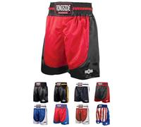Ringside Pro-Style Boxing Trunks, Satin Boxing Shorts for Men and Women, Ideal for Boxing, MMA, Muay Thai, Kickboxing, Competition, Training, and Workout, Boxing Equipment, Red/Black, Youth Large,