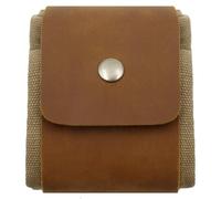 RingSun Waxed Canvas Mushroom Foraging Bag, Collapsible Outdoor Camping Foraging Pouch,Leather Bushcraft Belt Tinder Dump Pouchs,Brown