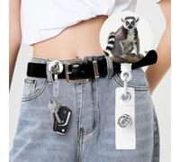 Ringtailed Lemur Badge Reel Retractable Badge Holder with Keychain Id Clips for Badges Lightweight Plastic Name Card Holders for Nurses Office Teacher