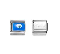 RINHOO 9mm Italian Starter Charm Bracelet Starting Italian Charm Bracelet Link Square Silver Interlocking Stainless Steel Modular Links, Medium, Stainless Steel, No Gemstone