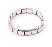 RINHOO 9mm Italian Starter Charm Bracelet Starting Italian Charm Bracelet Link Square Silver Interlocking Stainless Steel Modular Links, Medium, Stainless Steel, No Gemstone, Medium, Stainless Steel,