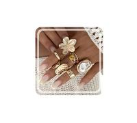 RINHOO Gold Chunky Rings Set for Women Braided Twisted Round Rings Adjustable Stackable Open Rings Band Statement Jewelry, Metal, No Gemstone
