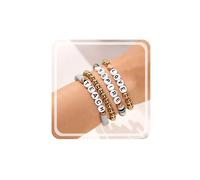 RINHOO Handmade Teacher Appreciation Stackable Bracelets Stretchy Ploymer Clay Love Teach Inspire Letter Beaded Adjustable Bracelets Sweet Teacher Gifts for Women, adjustable, Polymer Clay, no