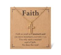RINHOO Mustard Seed Cross Necklace Inspirational Christian Gifts for Women Move Mountains Shell Necklace Christian Faith Jewelry for Women Valentines Confirmation Gifts (Gold-Style 2)