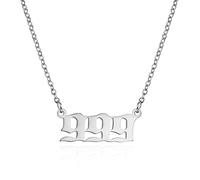 RINHOO Stainless Steel Angel Number Necklace 111 222 333 444 555 666 777 888 999 Stainless Steel Pendants Necklace Chain Numerology Jewelry