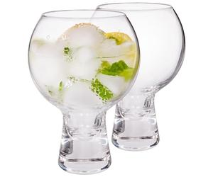 Rink Drink 525ml Short Stem Gin Glasses Set - Pack of 2 - Large Modern Tonic Cocktail Glass Dishwasher Safe Wine Drinking Balloon Goblet Bowl Copa Glass with Stem