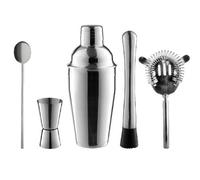 Rink Drink 5Pc Manhattan Cocktail Shaker Set - Stainless Steel Mixology Kit With Shaker, Jigger, Strainer & Bar Spoon For Home Bar