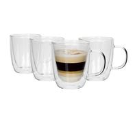 Rink Drink Double-Walled Glass Coffee Cups Set - 386Ml - Pack Of 4