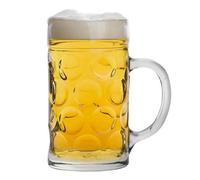 Rink Drink German Beverage Stein Glass - 1.3L (2 Pint) Large Dimpled Mug Tankard With Handle Oktoberfest Style Glass