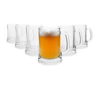 Rink Drink Glass Beer Mugs - Pack of 6-500ml Large Classic German Style Pale Ale Dishwasher Safe Larger Stein Traditional Beer Tankard Glasses with Handles