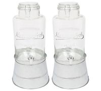 Rink Drink Glass Drinks Dispensers With Tap & Silver Bucket Stand - 8.7L - Pack Of 2
