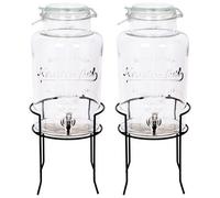 Rink Drink Glass Drinks Dispensers With Tap & Stand - Black - 6.5L - Pack Of 2