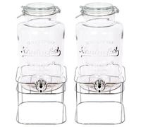 Rink Drink Glass Drinks Dispensers With Tap & Stand - Chrome - 6.5L - Pack Of 2