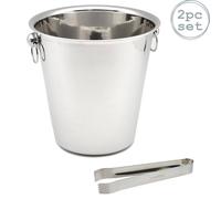 Rink Drink Stainless Steel Ice Bucket & Tongs Set - 4 Litre - Silver Rink Drink Silver